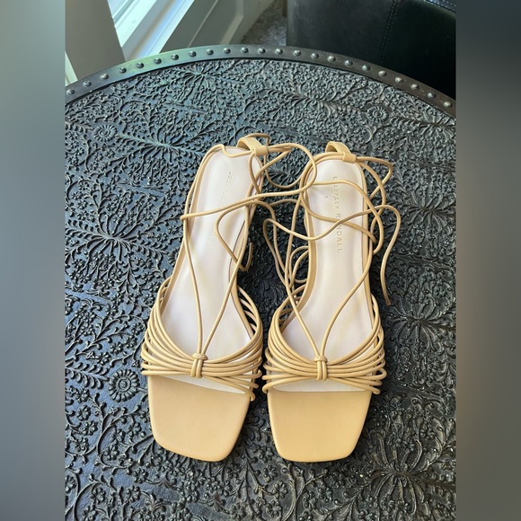 NEW LOEFFLER RANDALL RILEY HONEY NAPPA MID HEEL LACE UP SANDALS 8 - Picture 11 of 14